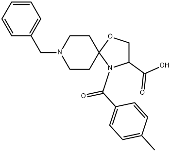 8-benzyl-4-(4-methylbenzoyl)-1-oxa-4,8-diazaspiro[4.5]decane-3-carboxylic acid Struktur