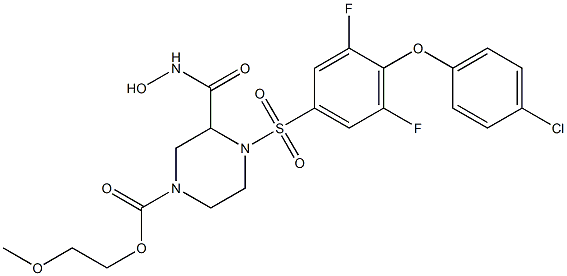 2-methoxyethyl 4-((4-(4-chlorophenoxy)-3,5-difluorophenyl)sulfonyl)-3-(hydroxycarbamoyl)piperazine-1-carboxylate Struktur