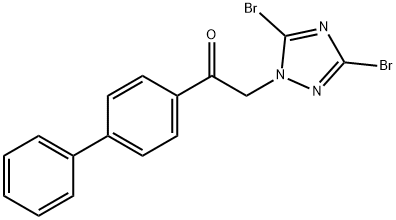 1-{[1,1-biphenyl]-4-yl}-2-(3,5-dibromo-1H-1,2,4-triazol-1-yl)ethan-1-one Struktur