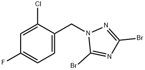 3,5-dibromo-1-[(2-chloro-4-fluorophenyl)methyl]-1H-1,2,4-triazole Struktur