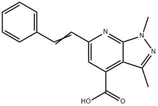 1,3-Dimethyl-6-styryl-1H-pyrazolo[3,4-b]pyridine-4-carboxylic acid Struktur