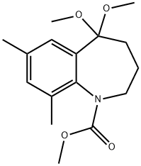 methyl5,5-dimethoxy-7,9-dimethyl-2,3,4,5-tetrahydro-1H-benzo[b]azepine-1-carboxylate Struktur