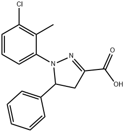 1-(3-chloro-2-methylphenyl)-5-phenyl-4,5-dihydro-1H-pyrazole-3-carboxylic acid Struktur