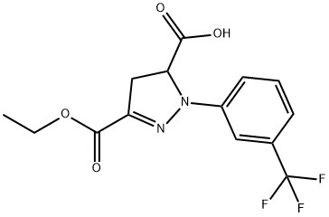 3-(ethoxycarbonyl)-1-[3-(trifluoromethyl)phenyl]-4,5-dihydro-1H-pyrazole-5-carboxylic acid Struktur