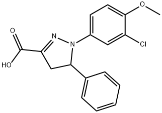 1-(3-chloro-4-methoxyphenyl)-5-phenyl-4,5-dihydro-1H-pyrazole-3-carboxylic acid Struktur