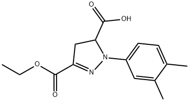 1-(3,4-dimethylphenyl)-3-(ethoxycarbonyl)-4,5-dihydro-1H-pyrazole-5-carboxylic acid Struktur