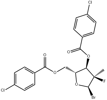 [(2R,3R,4R,5R)-5-BROMO-3-(4-CHLOROBENZOYLOXY)-4-FLUORO-4-METHYLOXOLAN-2-YL]METHYL 4-CHLOROBENZOATE Struktur