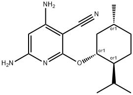 4,6-Diamino-(R)-2-((S)-2-isopropyl-(R)-5-methyl-cyclohexyloxy)-nicotinonitrile Struktur