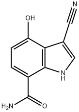 3-cyano-4-hydroxy-1H-indole-7-carboxamide Struktur