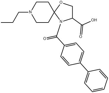 4-{[1,1-biphenyl]-4-carbonyl}-8-propyl-1-oxa-4,8-diazaspiro[4.5]decane-3-carboxylic acid Struktur