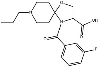 4-(3-fluorobenzoyl)-8-propyl-1-oxa-4,8-diazaspiro[4.5]decane-3-carboxylic acid Struktur