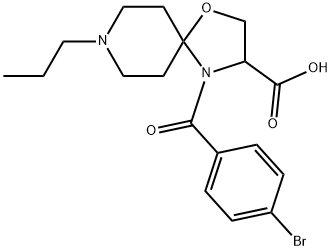 4-(4-bromobenzoyl)-8-propyl-1-oxa-4,8-diazaspiro[4.5]decane-3-carboxylic acid Struktur