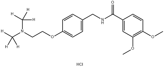 N-[[4-[2-[bis(trideuteriomethyl)amino]ethoxy]phenyl]methyl]-3,4-dimethoxybenzamide:hydrochloride Struktur