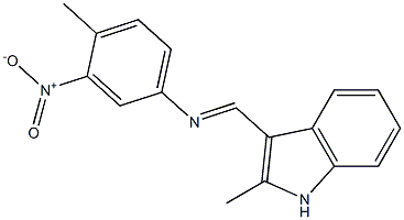 4-methyl-N-[(2-methyl-1H-indol-3-yl)methylene]-3-nitroaniline Struktur