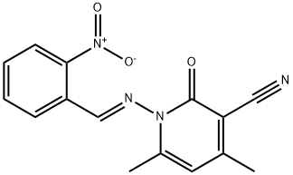 4,6-dimethyl-1-[(2-nitrobenzylidene)amino]-2-oxo-1,2-dihydro-3-pyridinecarbonitrile Struktur