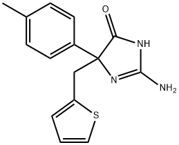 2-amino-5-(4-methylphenyl)-5-[(thiophen-2-yl)methyl]-4,5-dihydro-1H-imidazol-4-one Struktur