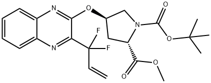 1-(tert-butyl) 2-methyl (2S,4R)-4-((3-(1,1-difluoroallyl)quinoxalin-2-yl)oxy)pyrrolidine-1,2-dicarboxylate Struktur