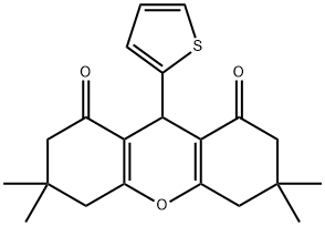 3,3,6,6-tetramethyl-9-(thiophen-2-yl)-3,4,5,6,7,9-hexahydro-1H-xanthene-1,8(2H)-dione Struktur