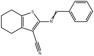 (E)-2-(benzylideneamino)-4,5,6,7-tetrahydrobenzo[b]thiophene-3-carbonitrile Struktur