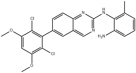 N1-(6-(2,6-dichloro-3,5-dimethoxyphenyl)quinazolin-2-yl)-6-methylbenzene-1,2-diamine Struktur