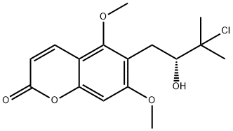 (+)-6-(3-Chloro-2-hydroxy-3-methylbutyl)-5,7-dimethoxycoumarin Struktur