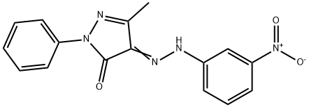 5-methyl-4-[(3-nitrophenyl)hydrazono]-2-phenyl-2,4-dihydro-3H-pyrazol-3-one Struktur