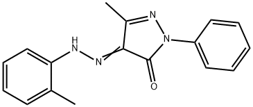 5-methyl-4-[(2-methylphenyl)hydrazono]-2-phenyl-2,4-dihydro-3H-pyrazol-3-one Struktur