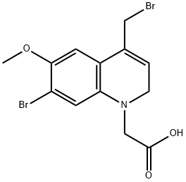 (7-Bromo-4-bromomethyl-6-methoxy-2H-quinolin-1-yl)-acetic acid Struktur