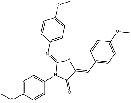 (Z)-5-((Z)-4-methoxybenzylidene)-3-(4-methoxyphenyl)-2-((4-methoxyphenyl)imino)thiazolidin-4-one Struktur