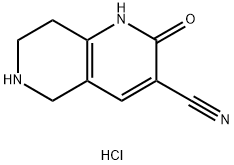 2-oxo-1,2,5,6,7,8-hexahydro-1,6-naphthyridine-3-carbonitrile hydrochloride Struktur