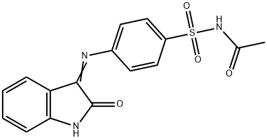 N-({4-[(2-oxo-1,2-dihydro-3H-indol-3-ylidene)amino]phenyl}sulfonyl)acetamide Struktur