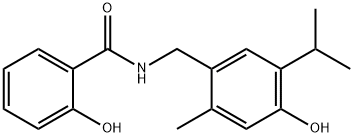 2-Hydroxy-N-(4-hydroxy-5-isopropyl-2-methyl-benzyl)-benzamide Struktur