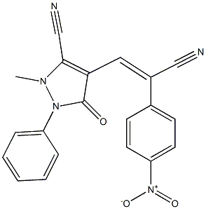 4-[(E)-2-cyano-2-(4-nitrophenyl)ethenyl]-2-methyl-5-oxo-1-phenylpyrazole-3-carbonitrile Struktur