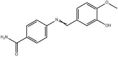 4-[(3-hydroxy-4-methoxybenzylidene)amino]benzamide Struktur