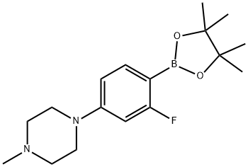 1-[3-Fluoro-4-(4,4,5,5-tetramethyl-1,3,2-dioxaborolan-2-yl)phenyl]-4-methylpiperazine Struktur