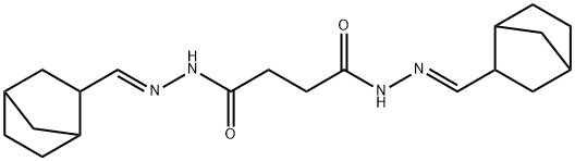 N,N'-bis[(E)-3-bicyclo[2.2.1]heptanylmethylideneamino]butanediamide Struktur