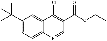 3-Quinolinecarboxylic acid, 4-chloro-6-(1,1-dimethylethyl)-, ethyl ester Struktur