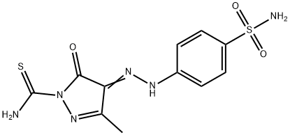 4-{[4-(aminosulfonyl)phenyl]hydrazono}-3-methyl-5-oxo-4,5-dihydro-1H-pyrazole-1-carbothioamide Struktur