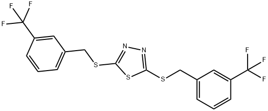 2,5-bis[[3-(trifluoromethyl)phenyl]methylsulfanyl]-1,3,4-thiadiazole Struktur