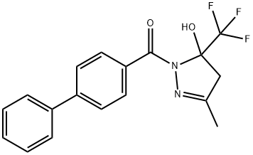 [5-hydroxy-3-methyl-5-(trifluoromethyl)-4H-pyrazol-1-yl]-(4-phenylphenyl)methanone Struktur