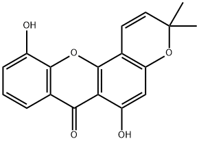 3H,7H-Pyrano[2,3-c]xanthen-7-one,6,11-dihydroxy-3,3-dimethyl- Struktur