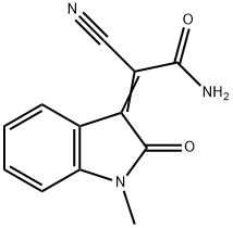 2-Cyano-2-(1-methyl-2-oxo-1,2-dihydro-indol-3-ylidene)-acetamide Struktur