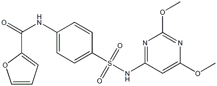 N-(4-(N-(2,6-dimethoxypyrimidin-4-yl)sulfamoyl)phenyl)furan-2-carboxamide Struktur