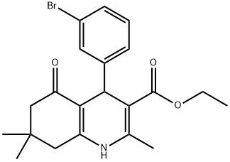 4-(3-Bromo-phenyl)-2,7,7-trimethyl-5-oxo-1,4,5,6,7,8-hexahydro-quinoline-3-carboxylic acid ethyl ester Struktur