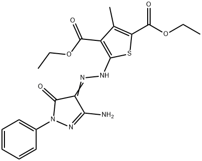 diethyl (E)-5-(2-(3-amino-5-oxo-1-phenyl-1,5-dihydro-4H-pyrazol-4-ylidene)hydrazinyl)-3-methylthiophene-2,4-dicarboxylate|