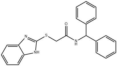 N-benzhydryl-2-(1H-benzimidazol-2-ylsulfanyl)acetamide Struktur