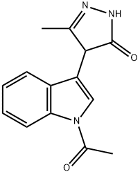 4-(1-Acetyl-1H-indol-3-yl)-3-methyl-1H-pyrazol-5(4H)-one Struktur