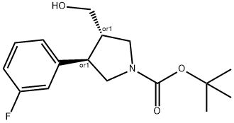 tert-butyl (3R,4S)-3-(3-fluorophenyl)-4-(hydroxymethyl)pyrrolidine-1-carboxylate Struktur