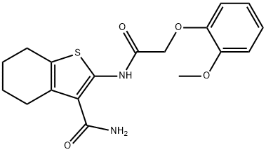 2-(2-(2-methoxyphenoxy)acetamido)-4,5,6,7-tetrahydrobenzo[b]thiophene-3-carboxamide Struktur