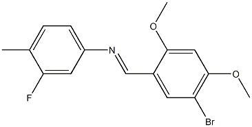 N-(5-bromo-2,4-dimethoxybenzylidene)-3-fluoro-4-methylaniline Struktur